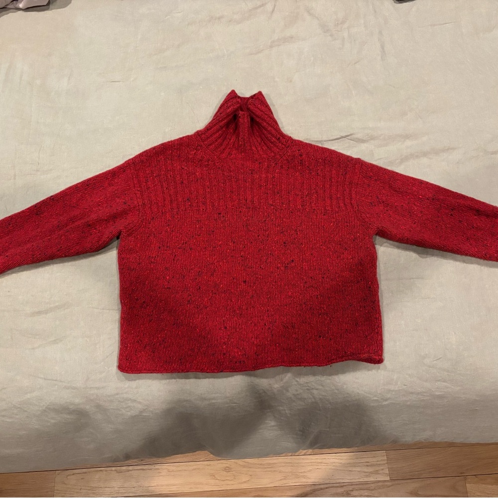 J Crew Cozy Red Turtleneck Sweater